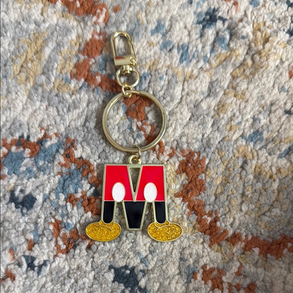 Mickey Mouse Keychain with Gold Accents